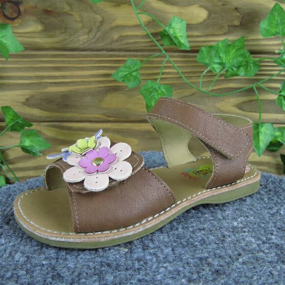 Rachel Girls Ankle Strap Nalani Sz T 10 Medium‎ Brown Synthetic Hook & Loop - Picture 1 of 6